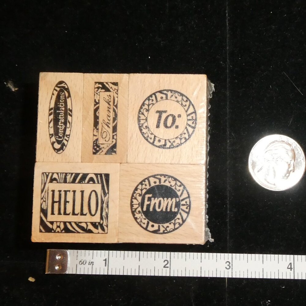 Set of 5 Rubber Stamps SEALED with Thanks + other Greetings – by Stamp Craft